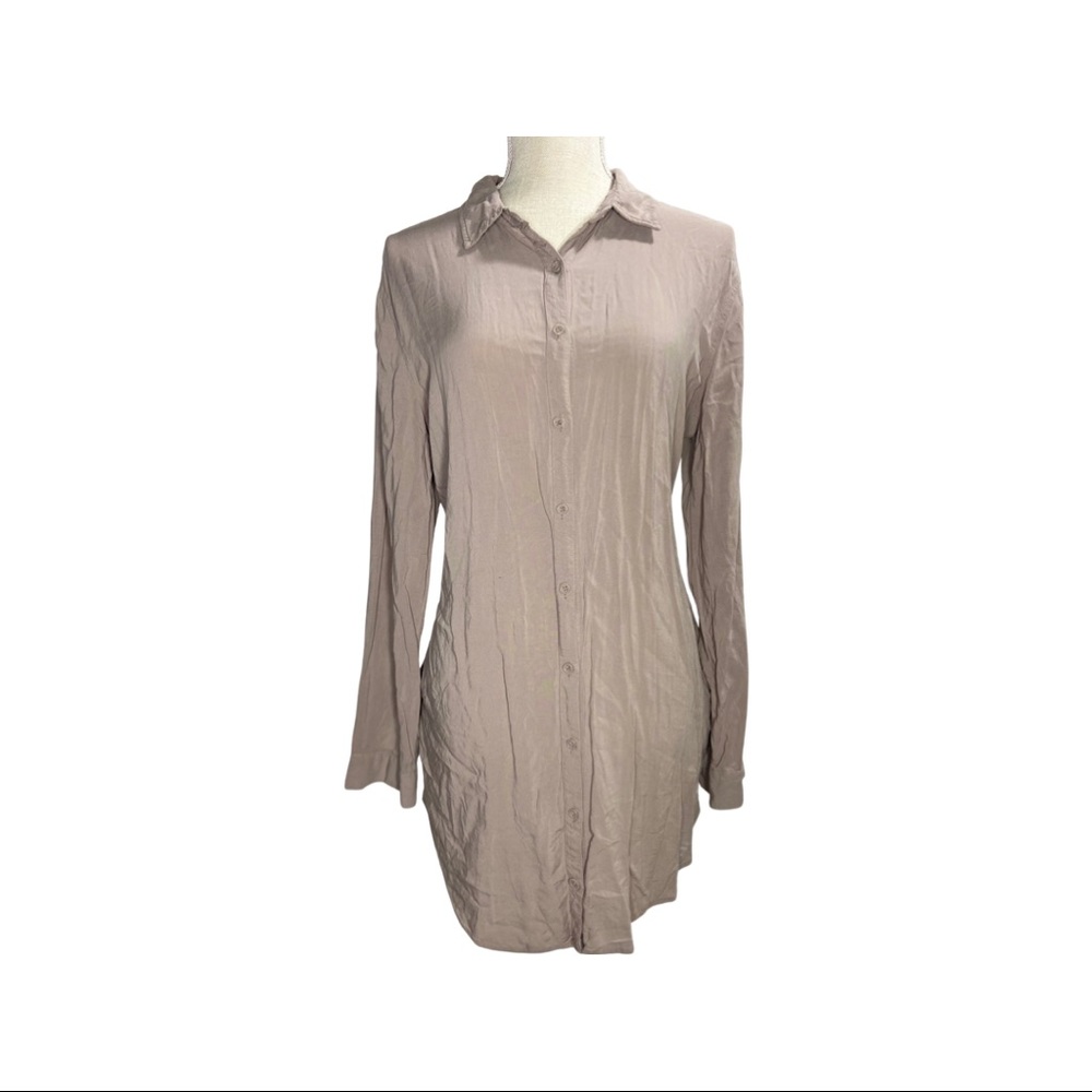Forever 21 Beige Boyfriend Shirt Dress